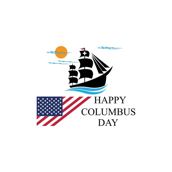 Happy Columbus Day Gruß Logo Illustration Design — Stockvektor