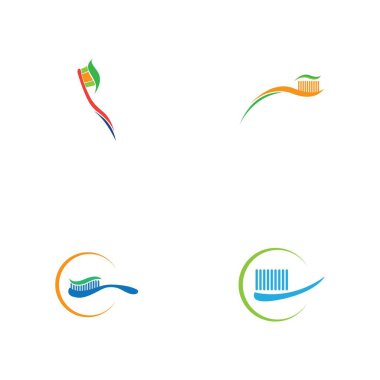 Diş fırçası seti, diş macunu logo ikonu vektör şablonu tasarımı
