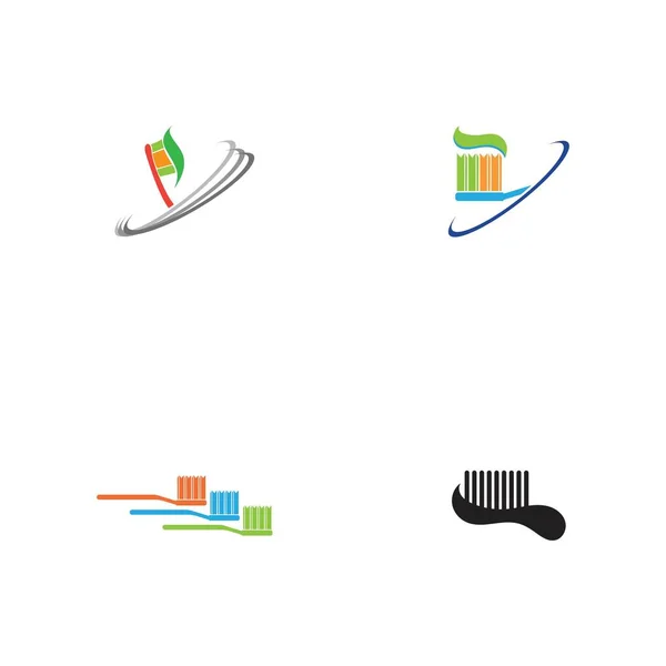 Set Toothbrush Toothpaste Logo Icon Vector Template Illustration Design — Stock Vector