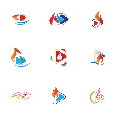 Ateş ve çalma düğmesi logo dizayn şablonu