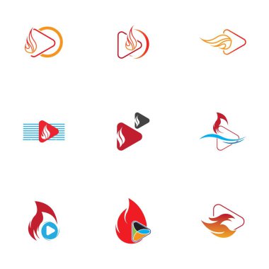 Ateş ve çalma düğmesi logo dizayn şablonu