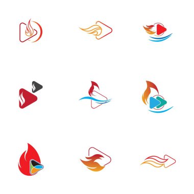 Ateş ve çalma düğmesi logo dizayn şablonu