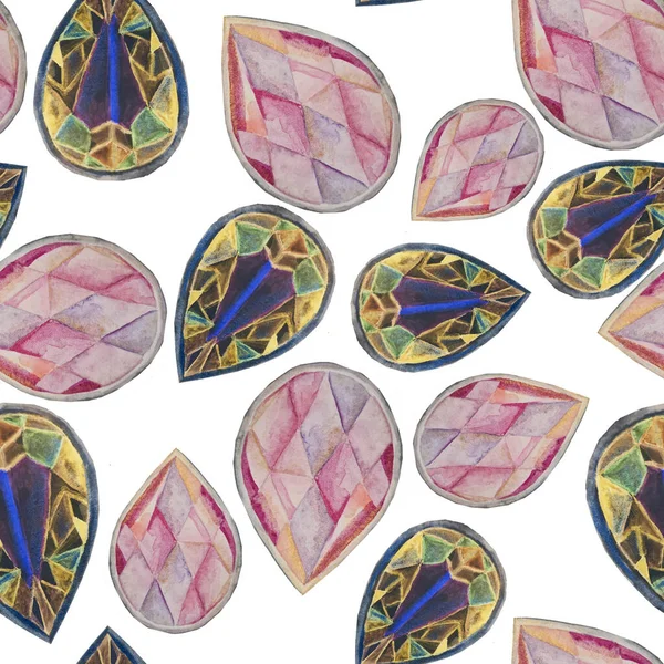 precious stones, a symbol of luxury, wealth,influence,money.beautiful decoration of pink,lilac gold,yellow,blue colors like garnet,ruby topaz sapphire diamond diamond emerald.watercolor drawing expensive gift