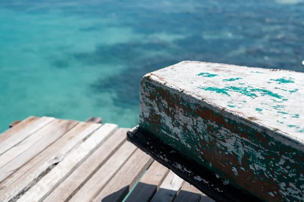 Molo Legno Vicino Alla Spiaggia Nel Paese Tropicale — Foto Stock