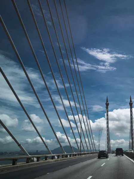 Башни Моста Соединяющие Джорджтаун Острове Пенанг Себеранг Прей Материковой Части — стоковое фото