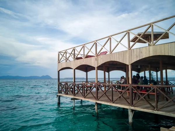 Semporna Maleisië Nov 2019 Uitzicht Lokale Waterchalet Resort Ochtend — Stockfoto