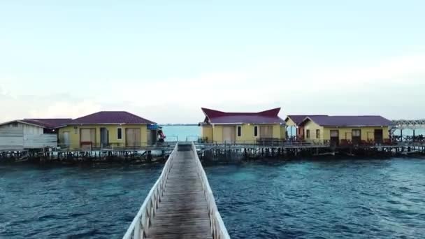 Semporna Malaysia September 2019 Aerial View Egang Water Chalet Green — 비디오