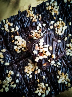 Çikolatalı Kek Brownie Squares 'in yakın görüntüsü Çikolatalı Nutella ve Cevizli