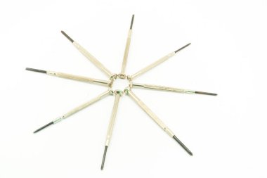 Beyaz arkaplanda izole edilmiş hassas tornavida.