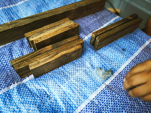 Wood Planks Woodworking Workshop — Stock Photo, Image