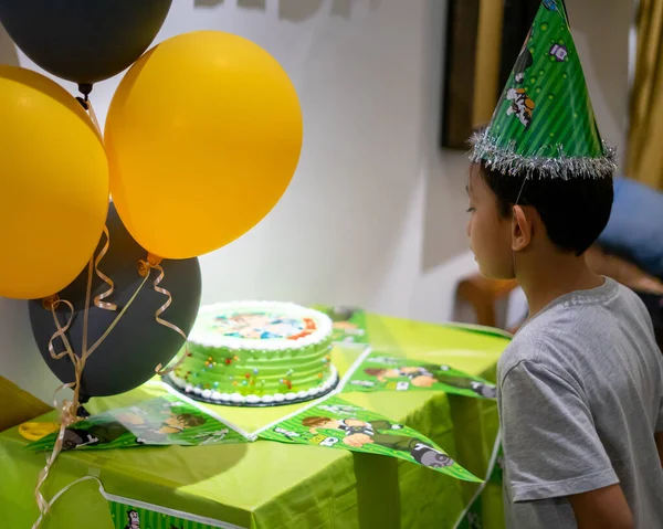 Selangor Malaysia August 2019 Netter Kleiner Asiatischer Junge Feiert Geburtstag — Stockfoto