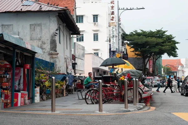 Georgetown Penang Aprile 2019 Vintage Trishaw Stop Accanto Alla Strada — Foto Stock