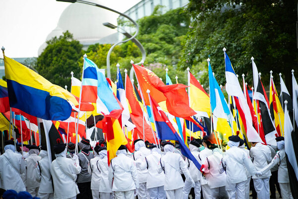 Putrajaya, Malaysia -31 ST August 2019 ; Youth celebrating during 62 Malaysia Independence Day Parade On August 31,2019 in Dataran Putrajaya.