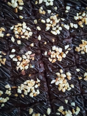 Çikolatalı Kek Brownie Squares 'in yakın görüntüsü Çikolatalı Nutella ve Cevizli