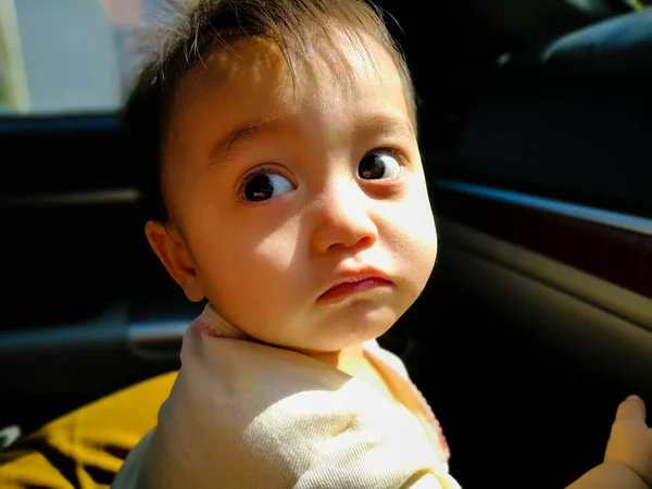 Baby Little Girl Car — Stock Photo, Image