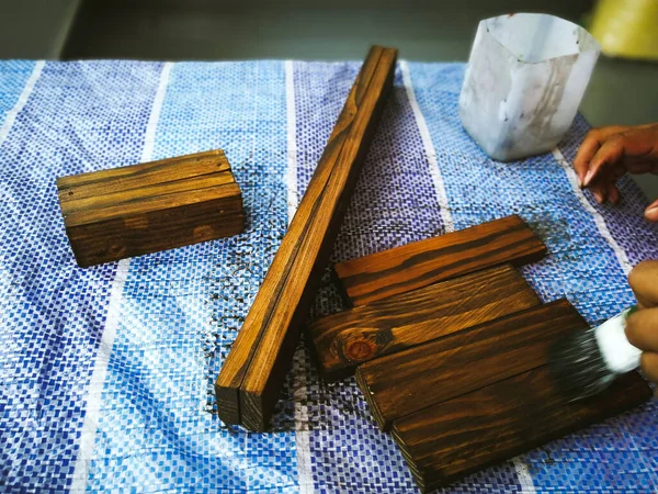 Dřevěné Desky Dřevoobráběcí Dílně — Stock fotografie