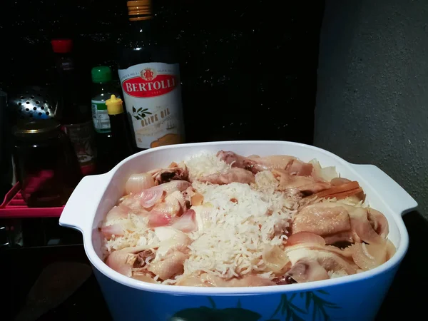 Hainanese Chicken Rice Pot — Stock Photo, Image