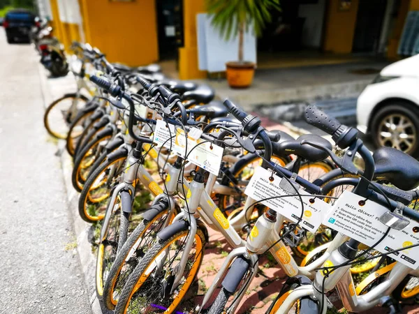 Велосипеди Припарковані Вулиці Подорожні Місця Задньому Плані — стокове фото