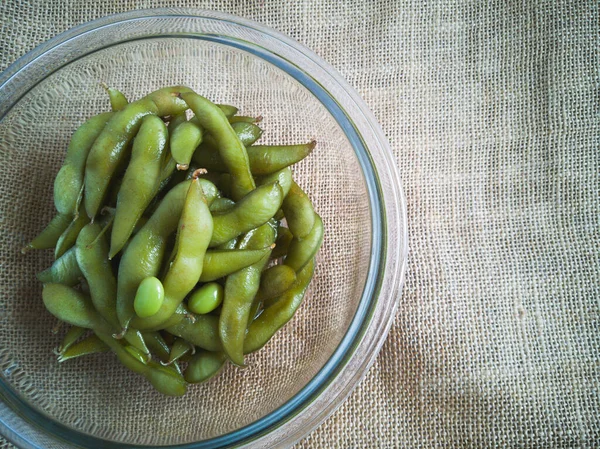 Green Peas Bowl Background Kitchen Table — Stock Photo, Image