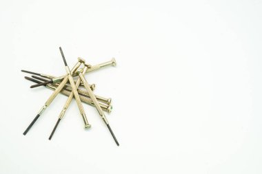 Beyaz arkaplanda izole edilmiş hassas tornavida.