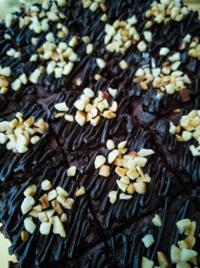 Çikolatalı Kek Brownie Squares 'in yakın görüntüsü Çikolatalı Nutella ve Cevizli