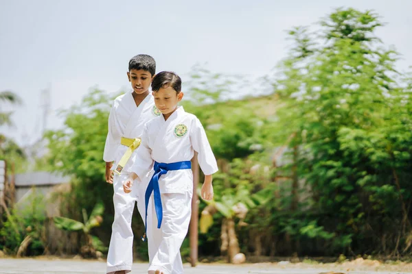 Bangi Malajsie Srpna 2019 Školní Studenti Navštěvující Kurz Karate Pro — Stock fotografie