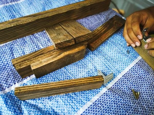 Wood Planks Woodworking Workshop — Stock Photo, Image