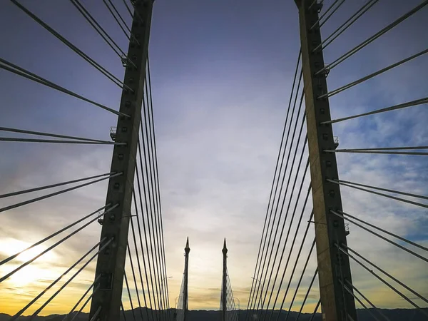 Torres Ponte Conectando George Town Ilha Penang Seberang Prai Continente — Fotografia de Stock