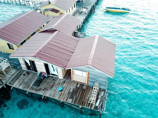 Semporna Malaysia Nov 2019 Luftaufnahme Des Örtlichen Wasser Chalet Resorts — Stockfoto