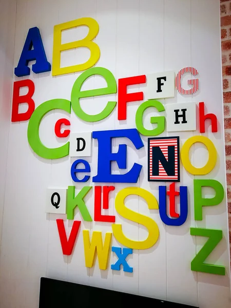 Letras Coloridas Alfabeto Com Texto Palavras — Fotografia de Stock