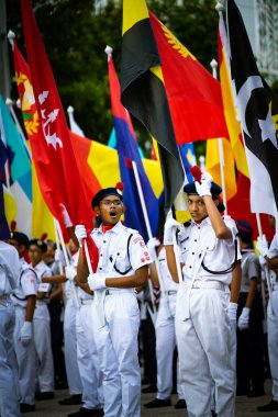 Putrajaya, Malezya - 31 Ağustos 2019; 62 Malezya Bağımsızlık Günü Geçidi sırasında Gençlik Kutlaması 31 Ağustos 2019 'da Dataran Putrajaya' da.