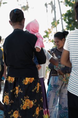 Sibuan, Malezya - 26 Kasım 2019: Bajau Laut halkı Sibuan adasındaki köylerinde, ASemporna. Adadaki köylerde yaşıyorlar..