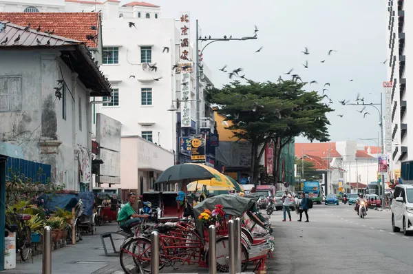 Georgetown Penang Aprile 2019 Vintage Trishaw Stop Accanto Alla Strada — Foto Stock