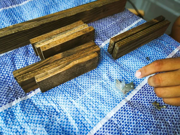 Wooden Planks Woodworking Workshop — Stock Photo, Image