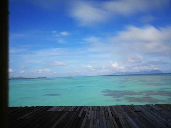 Scenery Sunny Day Coral Reef Low Tide Semporna Island Low — Stock Photo, Image