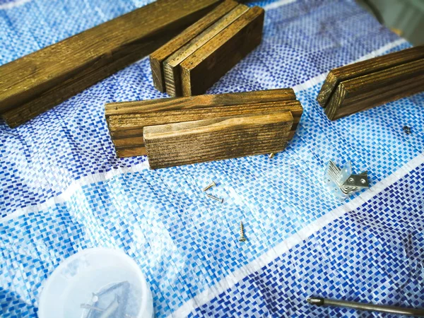 Dřevěná Prkna Dřevozpracujícím Dílně — Stock fotografie