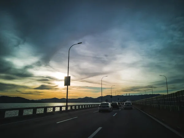 Ponte Que Liga George Town Ilha Penang Seberang Prai Continente — Fotografia de Stock