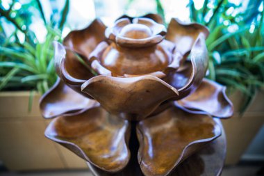 Antika Orta Çağ Maymun Pod Lotus Sunucusu Tembel Susan Chip Dip Set. Tahta oyma..