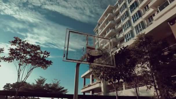 Gatubilder Basketbollens Lekplats Staden — Stockvideo