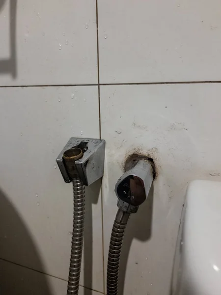 Sucio Bidet Mano Acero Inoxidable Baño —  Fotos de Stock