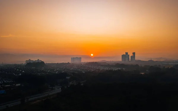 Gema Ovo Pôr Sol Perto Bandar Baru Bangi Selangor Malásia — Fotografia de Stock