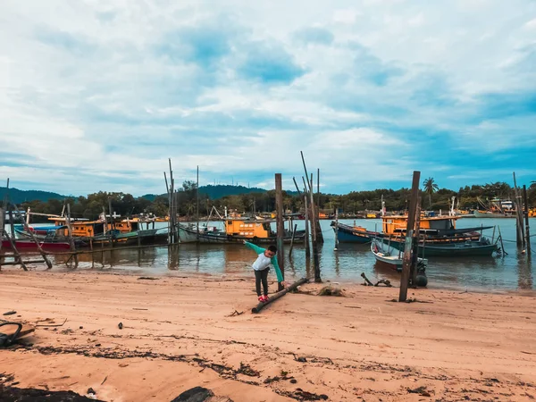 Sunset Time Fisherman Village Full Boats — Stock Photo, Image