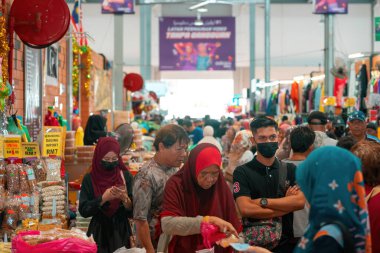 Terengganu, Malaysia - June 26, 2022 : Pasar Payang selling traditonal local foods and snacks.