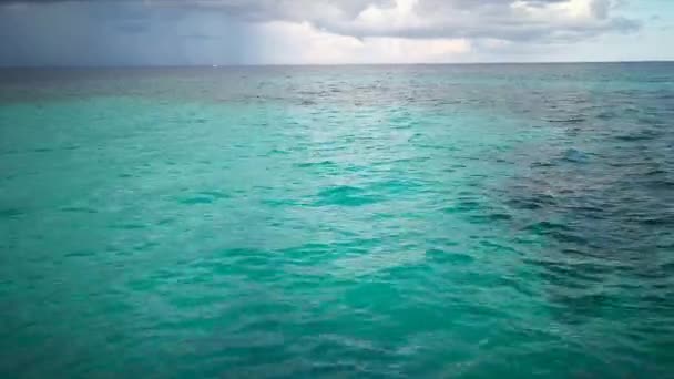 Blue Sea Beautiful Sky Dark Blue Turquoise Footage Water Semporna — Wideo stockowe