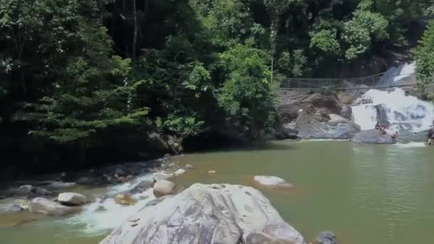 Kenyir Malaysia July 2020 Aerial View Lasir Waterfall Air Terjun — Αρχείο Βίντεο