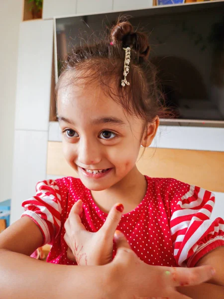 Portrait of young beautiful asian little girl wearing head accessories.  
