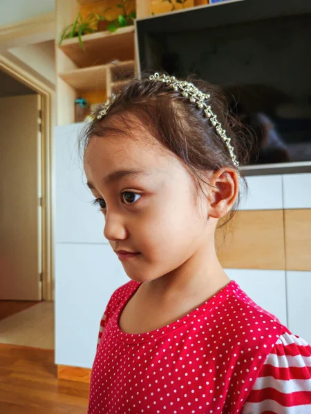 Portrait Young Beautiful Asian Little Girl Wearing Head Accessories — ストック写真