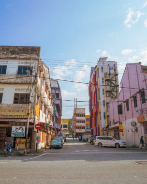 Perak, Malaysia - Aug 12, 2022 : Old town of Tapah in the morning. Tapah is a unique place with vintage buildings.