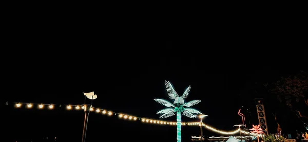 Colourful Led Trees Park Night — Stock Photo, Image