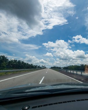 View from inside the Car on the road in Terengganu, Malaysia.